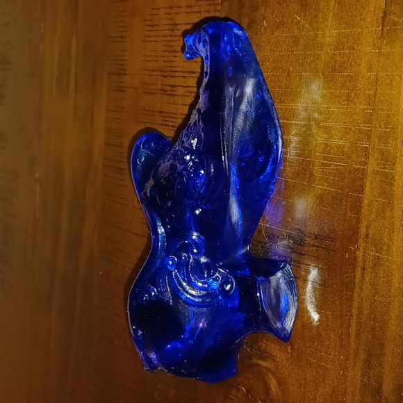 Vintage Mosser Victorian Rose Cobalt Blue Glass Shoe Slipper Upturned Toe - Picture 5 of 5